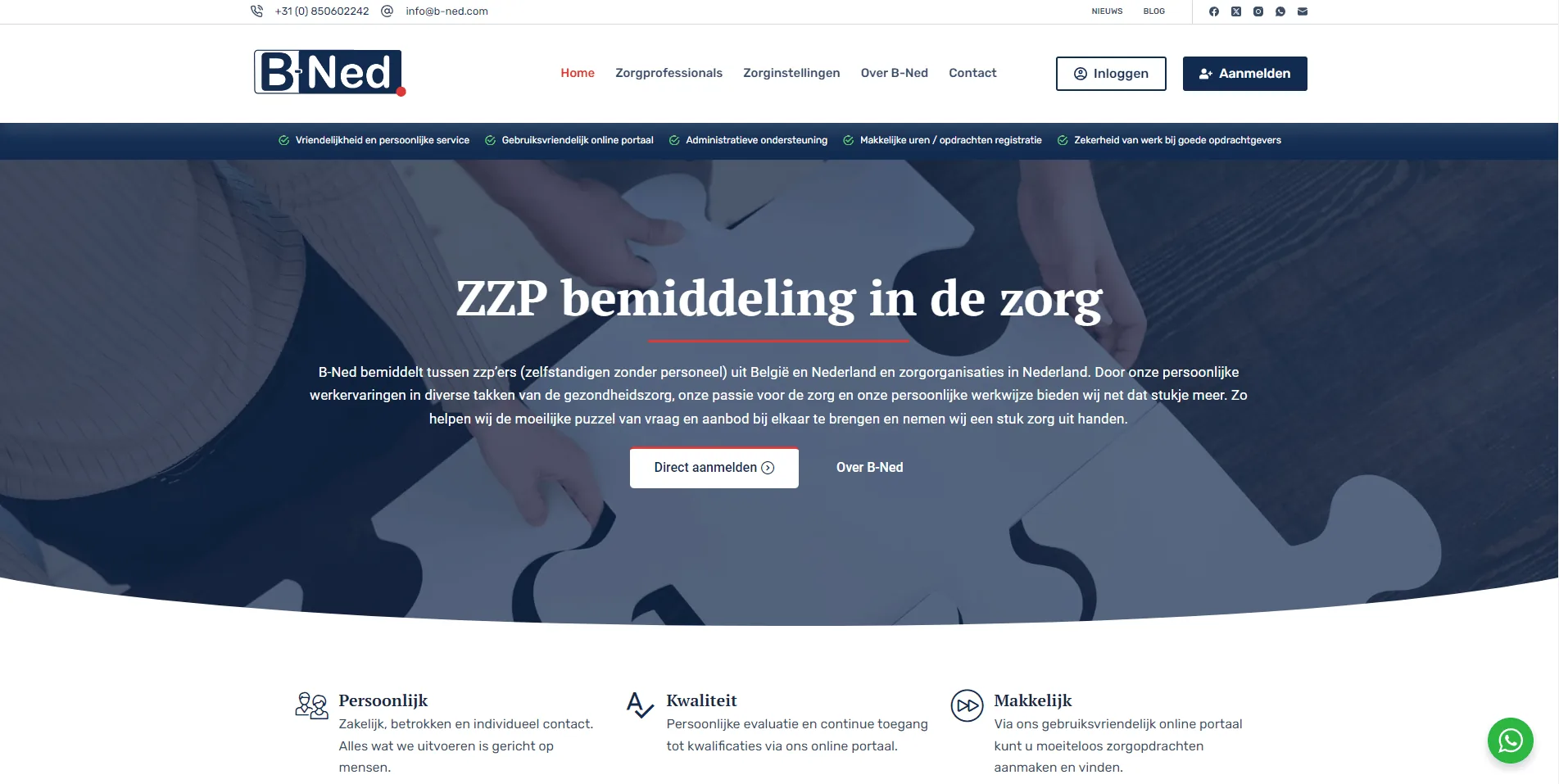 Het zorgbemiddelingsplatform van B-Ned, een Laravel-applicatie van Vimonto